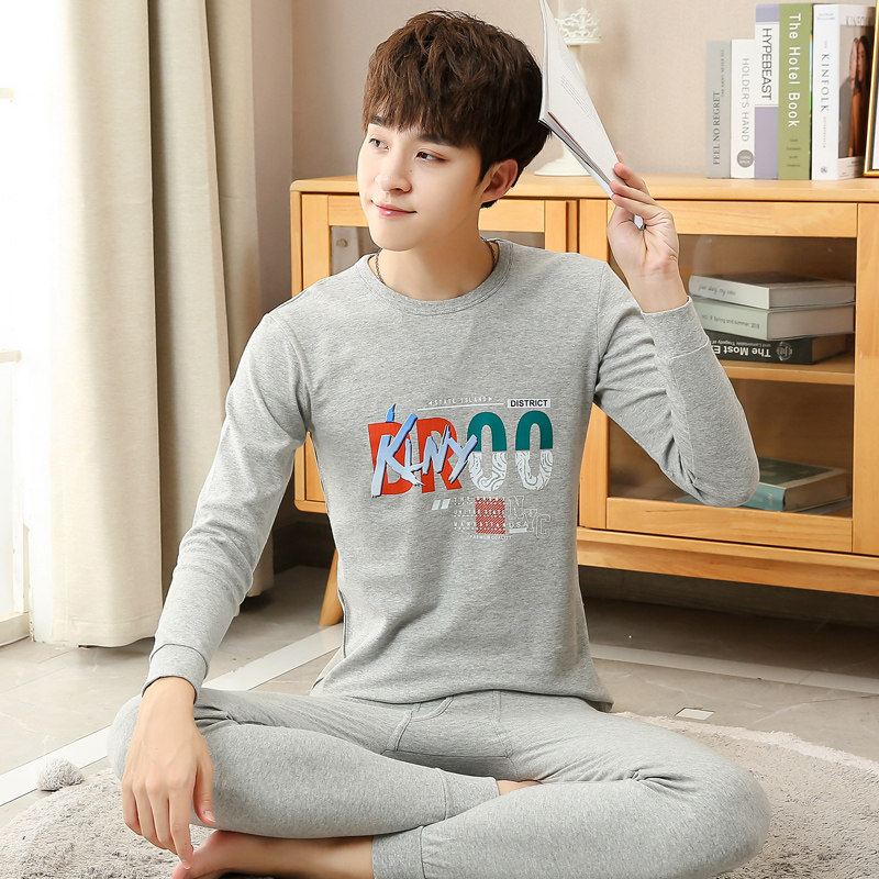 青少年秋衣秋裤套装男大童纯棉毛衫高中学生线衣线裤保暖内衣全棉