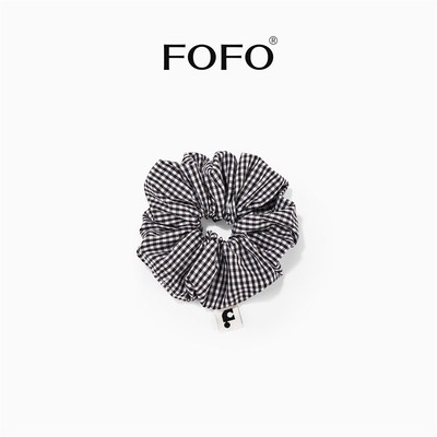 FOFO包包配饰挂件高级感洋气时尚小众韩系格子发圈弹力皮筋挂饰