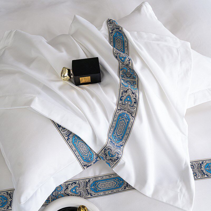 酒店布草民宿宾馆星级酒店宾馆四件套民宿床品白色系带床上用品