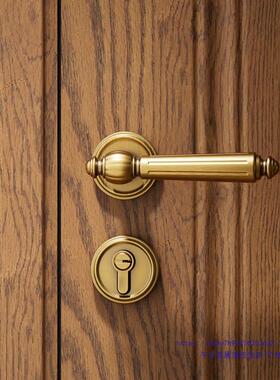 法式10580复古磁黄房古铜门锁门卧室间锁具室内吸静音实木门把手