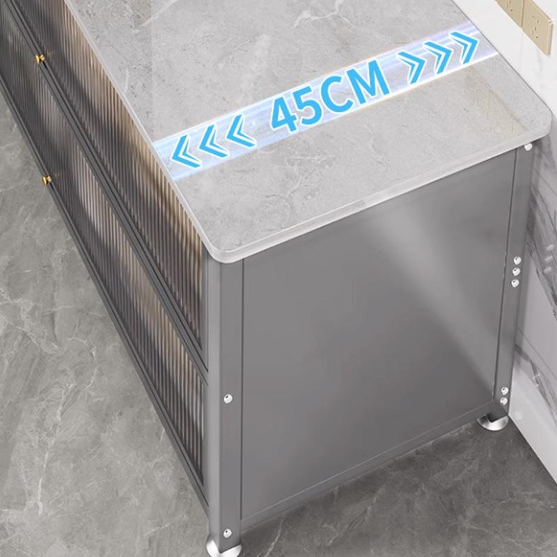 岩板餐边微收纳柜防尘物厨房置物架落式碗碟波地炉碗柜客1岩板防