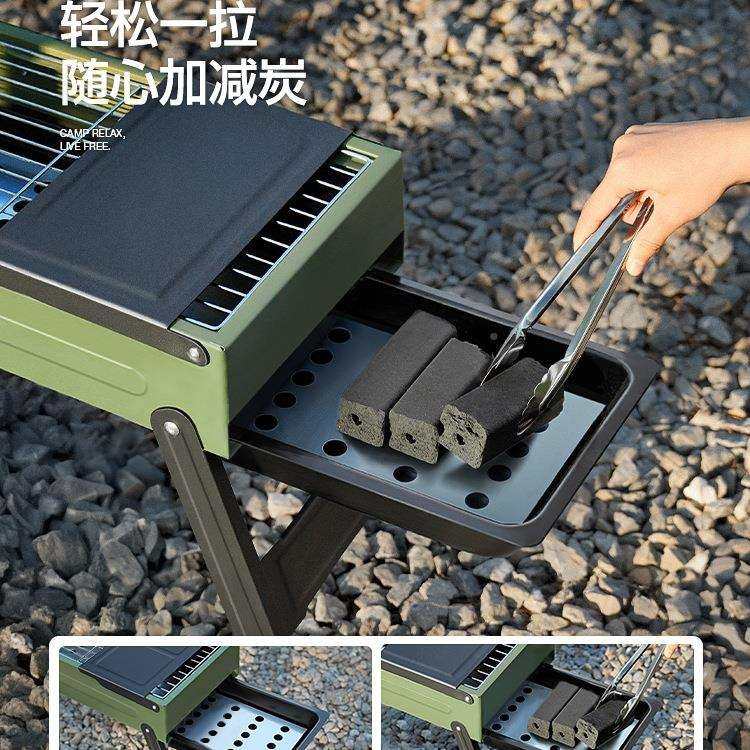 烧烤炉子F99T6MS8家用不锈烧烤架外钢折叠便5携烤肉炉202新款品烧