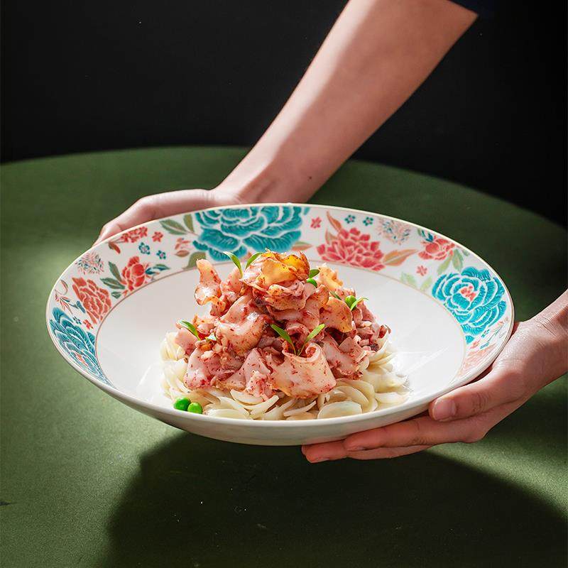 花新款绣纹陶瓷浅碗菜饭店冷盘子意苏境菜私房213菜汤盘餐具,汽车零部件/养护/美容/维保,正时链条,淘宝优惠券,粉丝福利购,淘宝优惠卷
