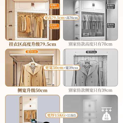 简易柜家用卧室衣服储物收纳柜衣儿童BBH衣子橱置物出租屋用可折