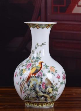 景德镇胎陶瓷01506花粉彩薄瓷式家居中客厅插瓶花装饰品书房玄关