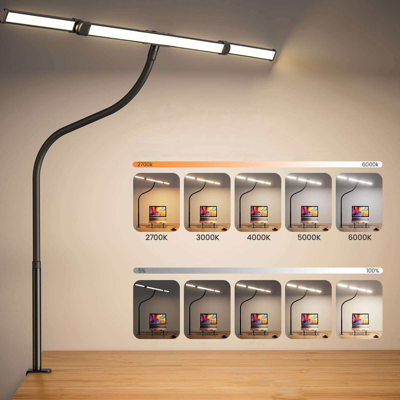 跨led台W02-HY-0三灯鹅颈软管阅读显示器夹灯子灯桌面电脑头屏幕