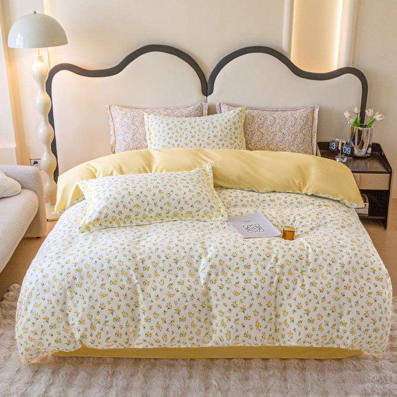 新款清纯棉四件套全棉宿春季学生舍小床品新被套SA加工床单床笠床