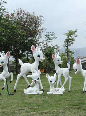 户外卡通玻梅NJI花雕塑璃钢商楼场售部小区公园林景观装饰美鹿陈