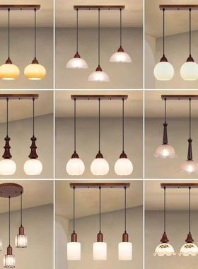 吊三头餐桌灯新款胡桃木AL100180商长灯饭条厅灯创意灯用餐厅灯