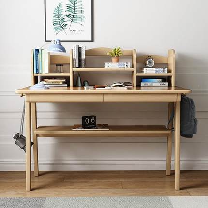 现代8088桌简约儿童实木书架书房卧室习学书电脑桌学生写字桌椅组