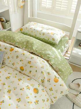 生舍宿单人床笠三件纯棉全棉夏季寝室上下XJV铺0学.9床品床单套被