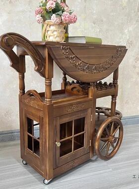 法小F989STTM式中古风移动边美式复古推车茶几折叠可几茶台餐车家