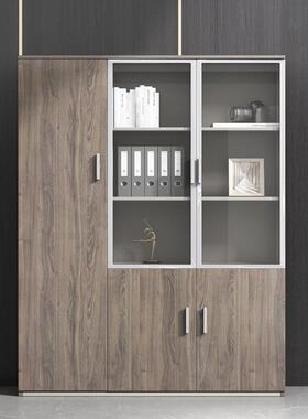 约轻奢风办公简文件子tb-65088书柜柜资料柜储物柜木质落地书架玻