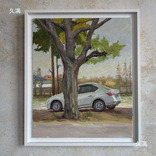 纯型实L悬浮框木油t$*&ysd$画外框留缝款白装裱油画多边宽木槽深.