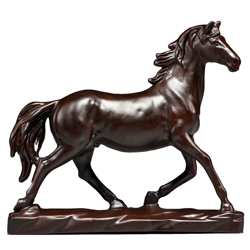 黑檀木雕刻马摆件马到成功实木质马生肖家居办公桌面装饰工艺品