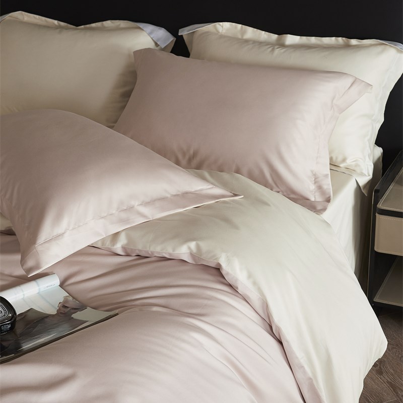 100支长绒棉丝滑裸睡纯色四件套全棉1.5m1.8米床上用品床单被套粉