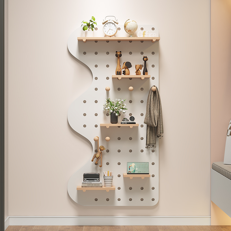 定制实木洞洞板墙上置物架挂板装饰置物架收纳架墙面木质书架隔板