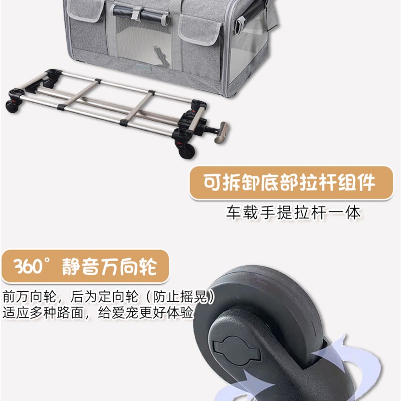 宠物拉杆箱大容量外出便携猫包猫咪行李箱狗狗推车多猫透气笼子