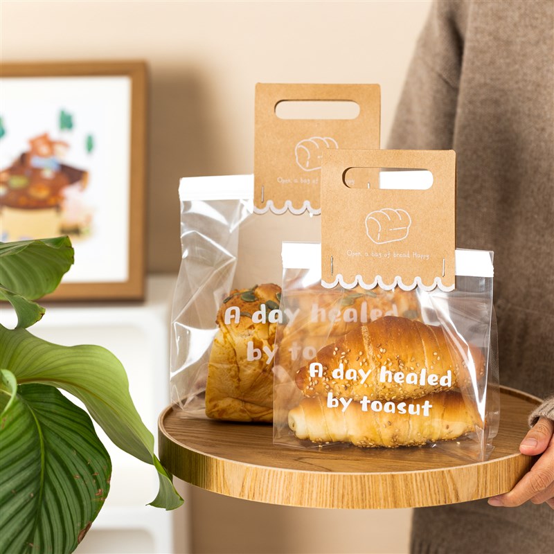 450g厚切片吐司欧包高透明手提包装袋贝果盐手撕面包卷边自封袋子