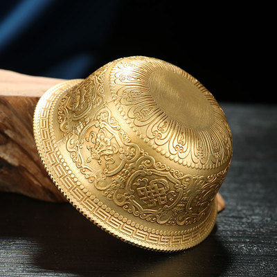 纯铜供水碗八宝居家装饰用品七圣水杯八宝吉祥桌面摆件供水杯7个