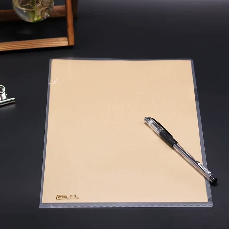办公用A4二页文件套 L型文件夹透明资料收纳夹加厚塑料文档保护套