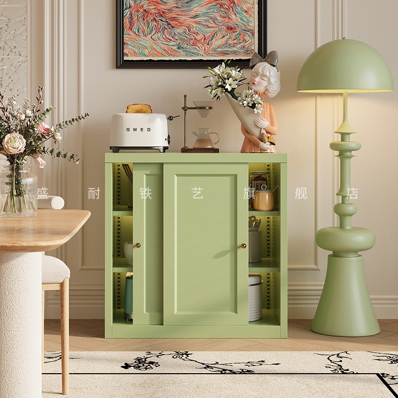 钢制餐边柜客厅推拉门储物柜置物柜家用厨房碗柜墙边收纳柜茶水柜