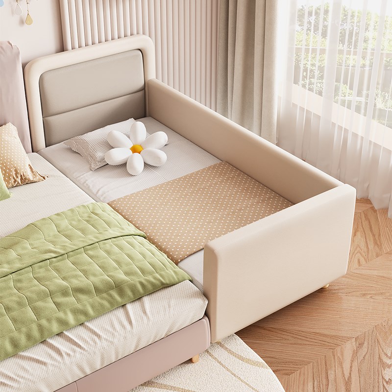 软包拼接神器大床儿童带护栏实木床男女宝宝加宽边床平接婴儿小床