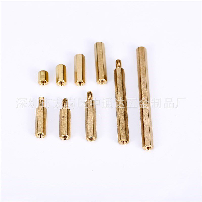 or六角铜柱M3单头通PC间支撑隔柱安防加铜螺母柱长外牙1M3*2+6