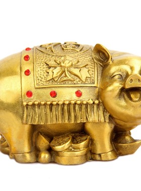 纯铜猪摆件 铜生肖猪 金钱猪家居酒柜玄关客厅摆设