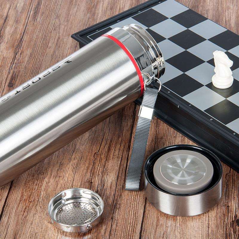 xyt大容量304不锈钢1000ml保温杯双层加厚男士泡茶杯1L车载防漏水