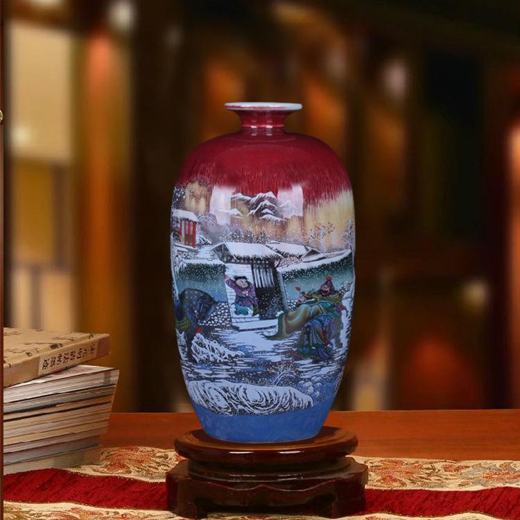 景德镇陶瓷器家居装饰品摆设厂家创意工艺窑变裂纹釉花瓶