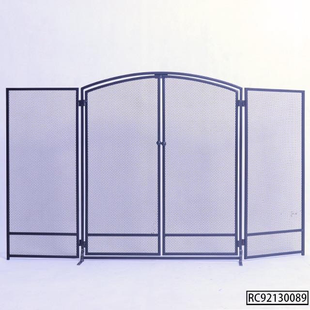 美式铁艺炉壁护栏围栏防火网三页炉壁屏风内开门置地式现代防火网