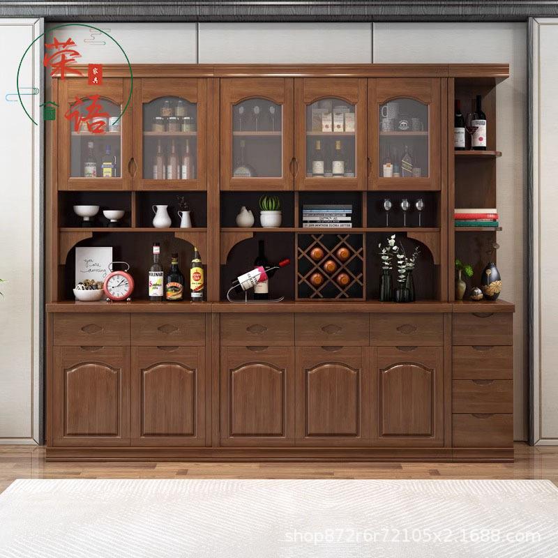 现代简约实木酒柜客厅靠墙餐边柜餐厅储物收纳高边柜厨房茶水碗柜