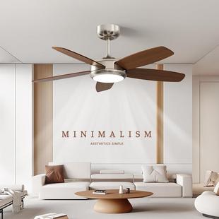 风扇吊灯中古风复古胡桃色实木餐厅电扇灯美式复古静音护眼吊扇灯