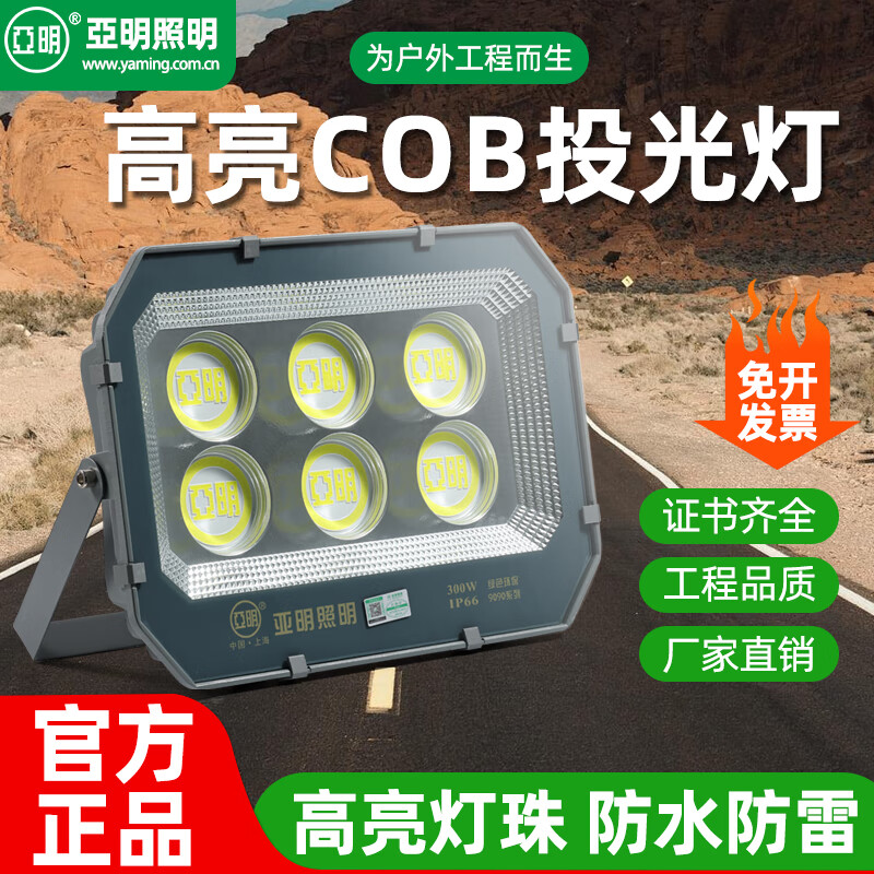亚明高亮COB投光灯led户外射灯防水工业车间室外照明大功率探照灯