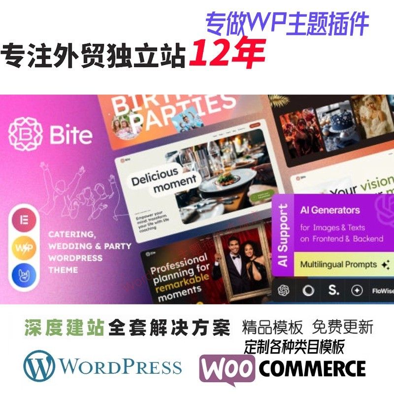 Bite — 餐饮婚礼及派对 WordPress 主题外贸活动策划网站模板