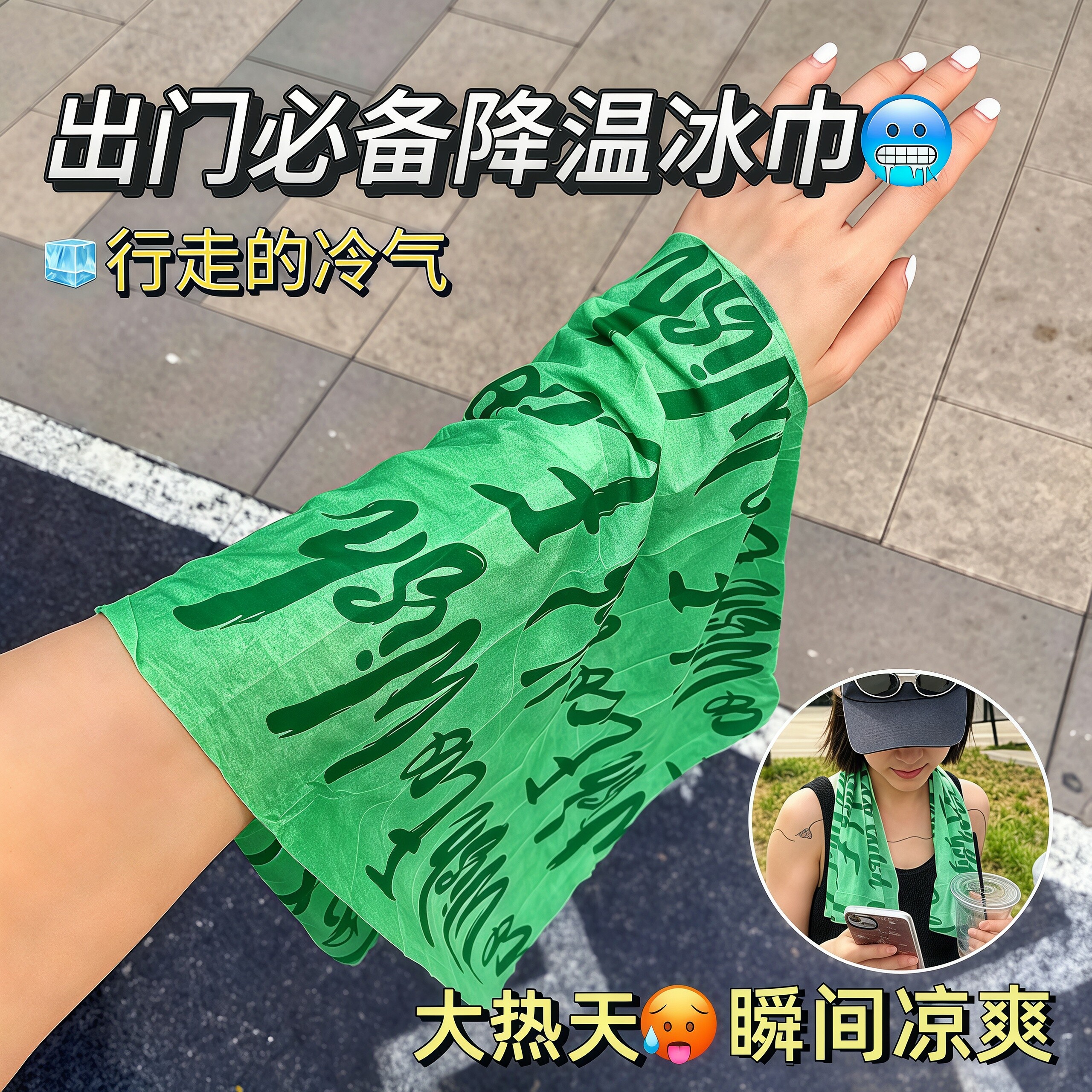 降温冰巾湿巾冰感薄荷运动去汗巾