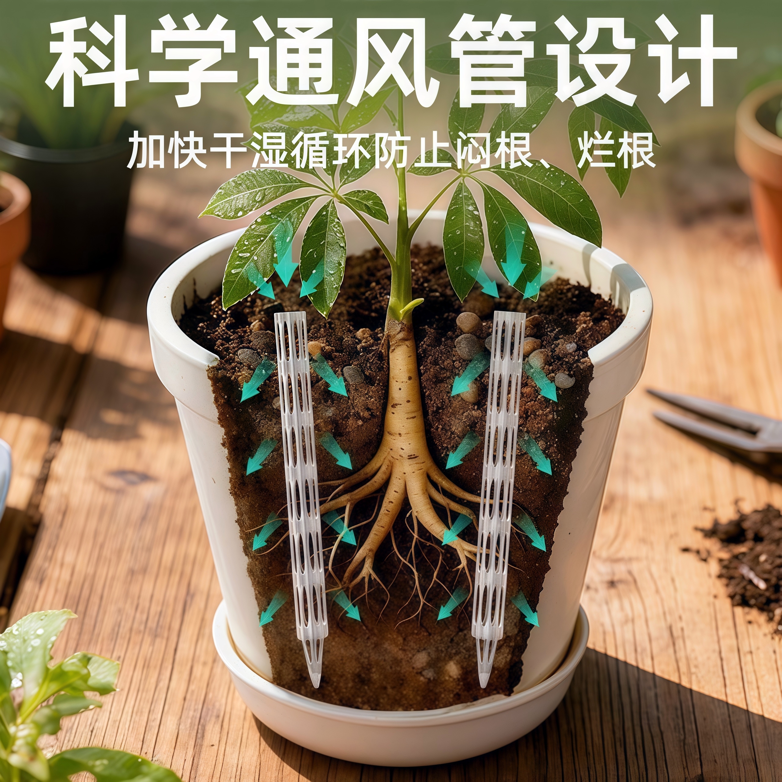 新款盆土通风管通气管透气管