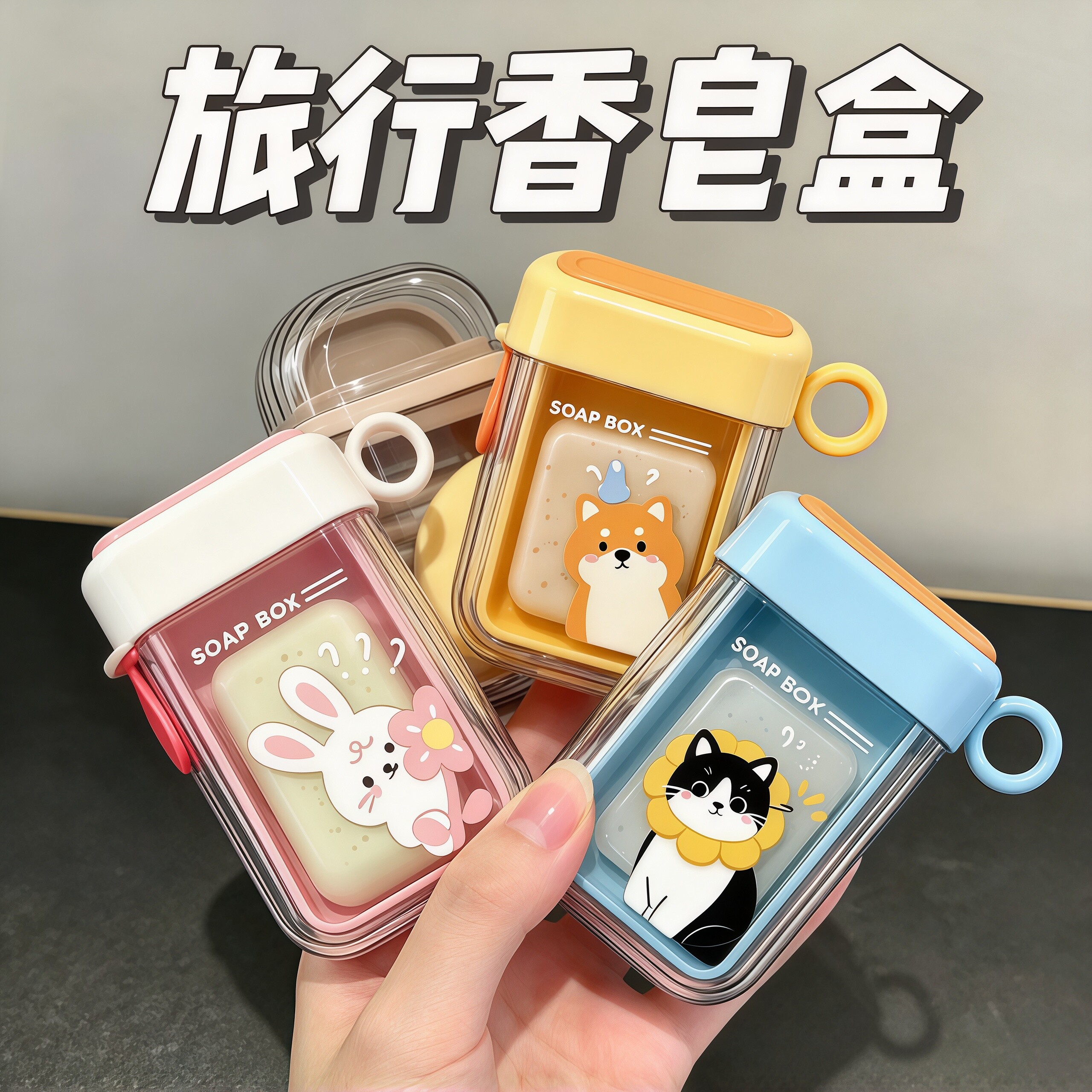 旅行便携密封沥水卡通香皂盒