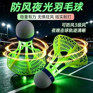 发光羽毛球夜间户外防风塑料球耐打训练球夜光羽毛球高弹力抗风