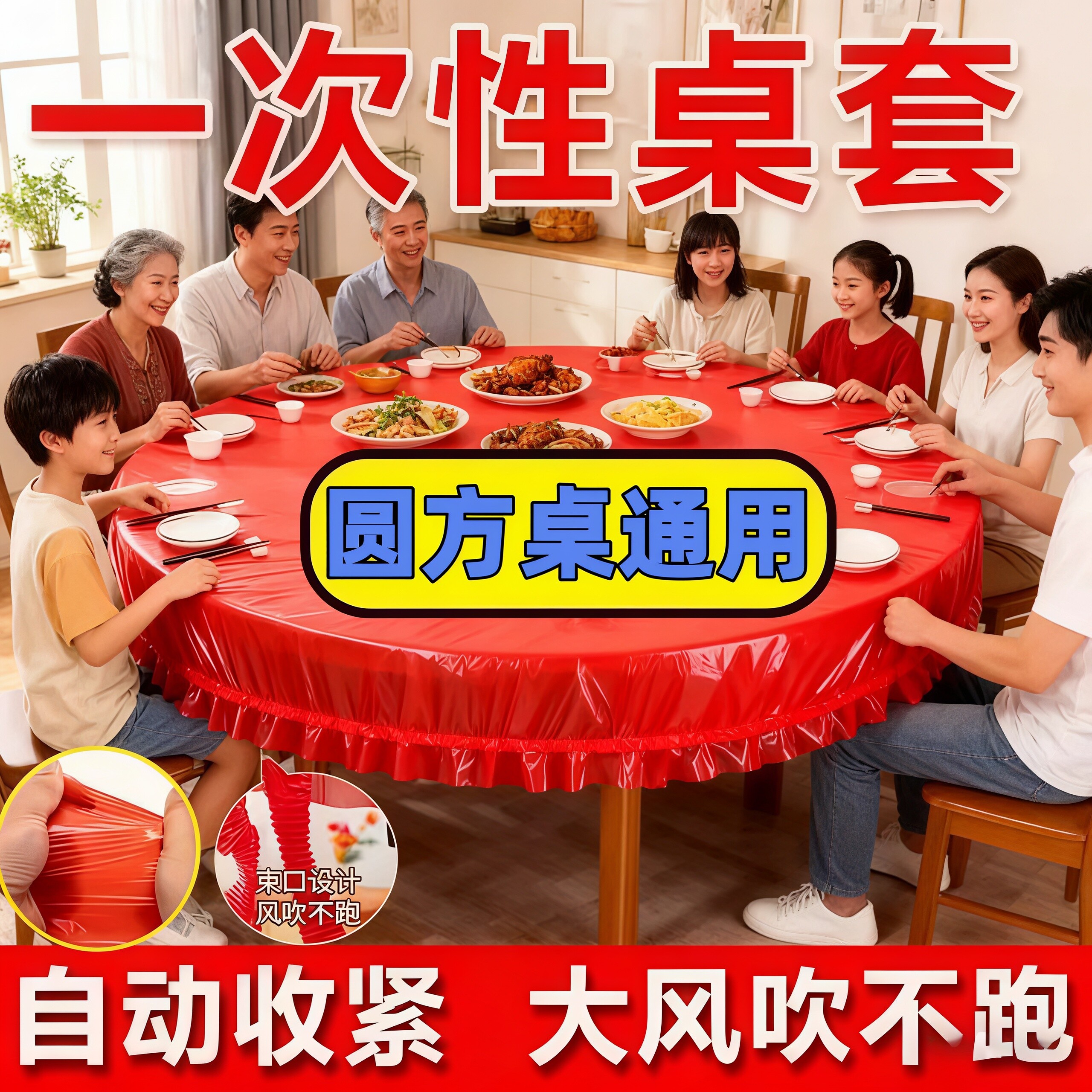 一次性桌布束口松紧带免洗防油