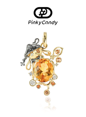 金兔星球吊坠·18K黄金轻奢真钻彩宝橙色系个性设计项链男女礼物