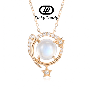 Cosmos月球星图项链 | 18K金·天然钻石·白月光石 | PINKYCANDY
