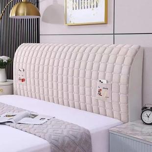 布艺全包床头罩套北欧风床头保护套木床头罩软包弹力夹棉床头套罩