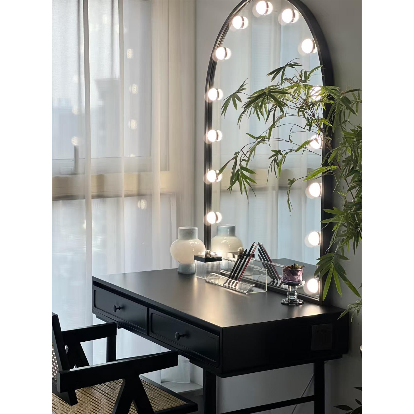 定制婚纱店美容院专用化妆台影楼彩妆纹绣师工作室化妆镜带灯泡