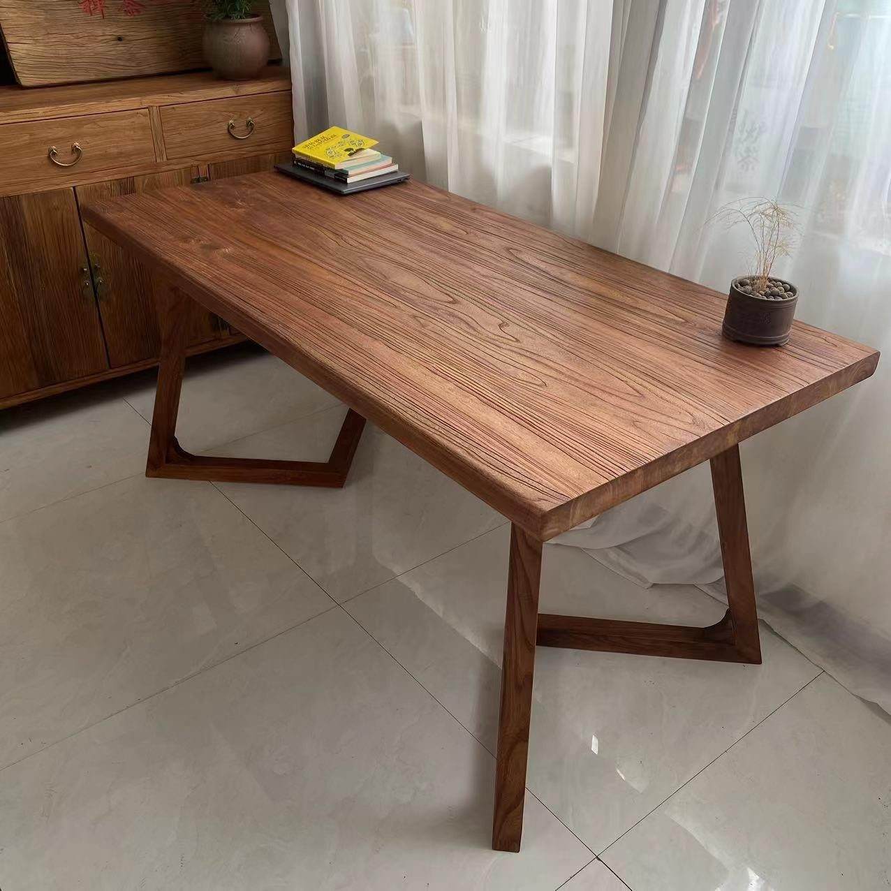 老榆木茶桌台实木书桌大板桌办公桌原木会议桌家用餐桌简约电脑桌,住宅家具,吧台,淘宝优惠券,粉丝福利购,淘宝优惠卷