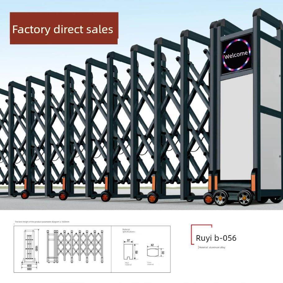 不锈钢电动伸缩门无轨平移铝合金大门工厂小区推拉门工厂大门