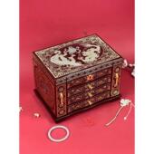 螺钿镶嵌首饰盒非遗推光漆器复古高档精致梳妆盒大容量首饰箱妆奁