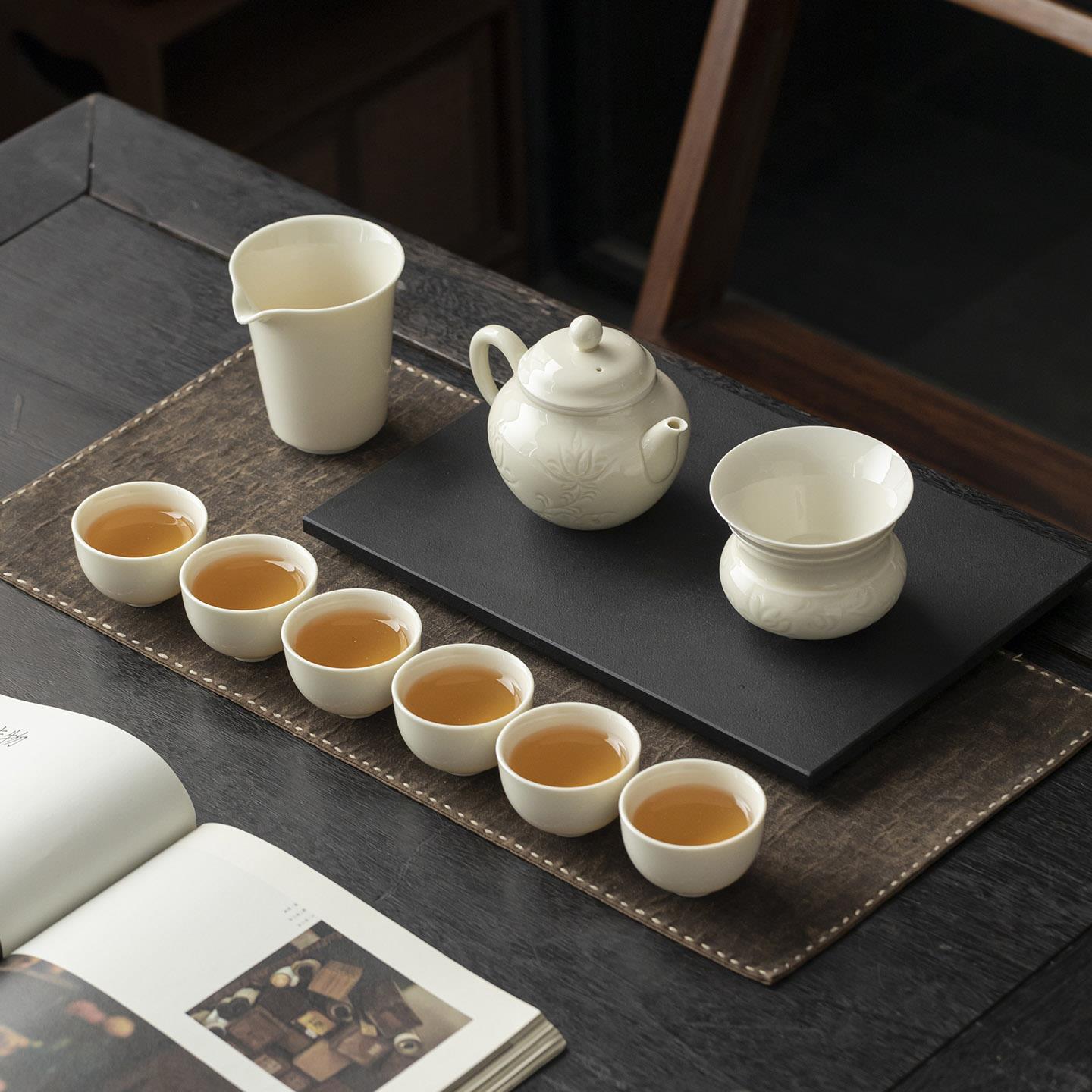 茶具套组2025新款定窑茶壶泡茶家用高档茶杯公道杯陶瓷茶具礼盒装图片