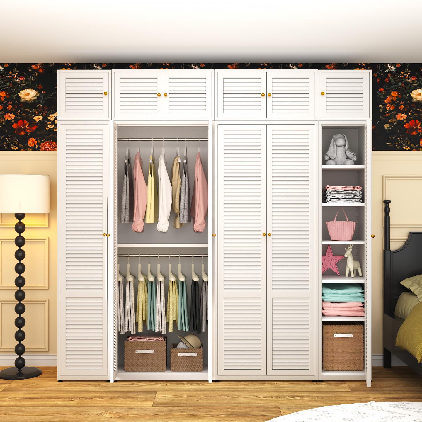 家用钢制衣柜卧室大容量收纳柜组合衣柜欧式简约对开 门衣橱收纳